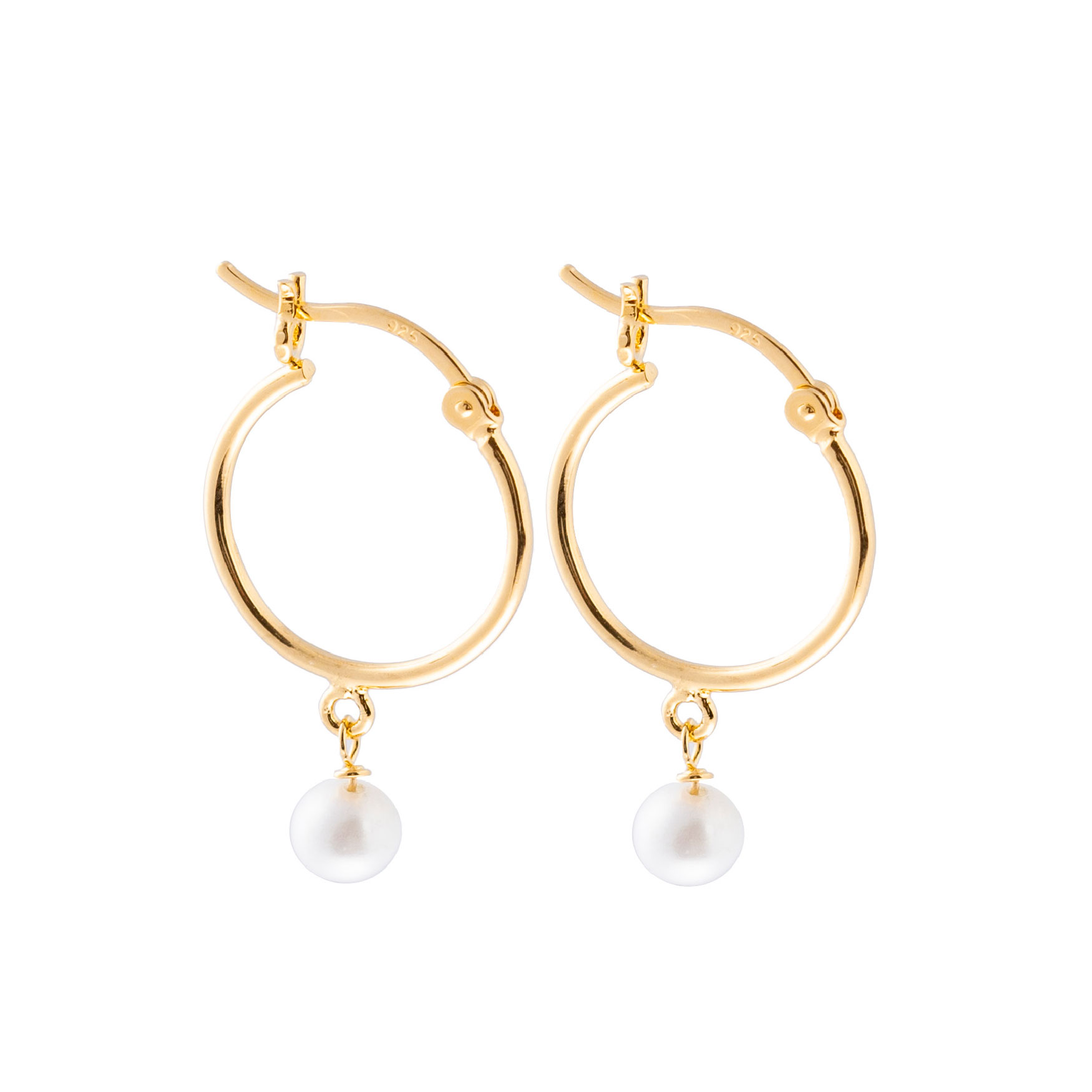 ARETES PERLAS BAÑO DE ORO