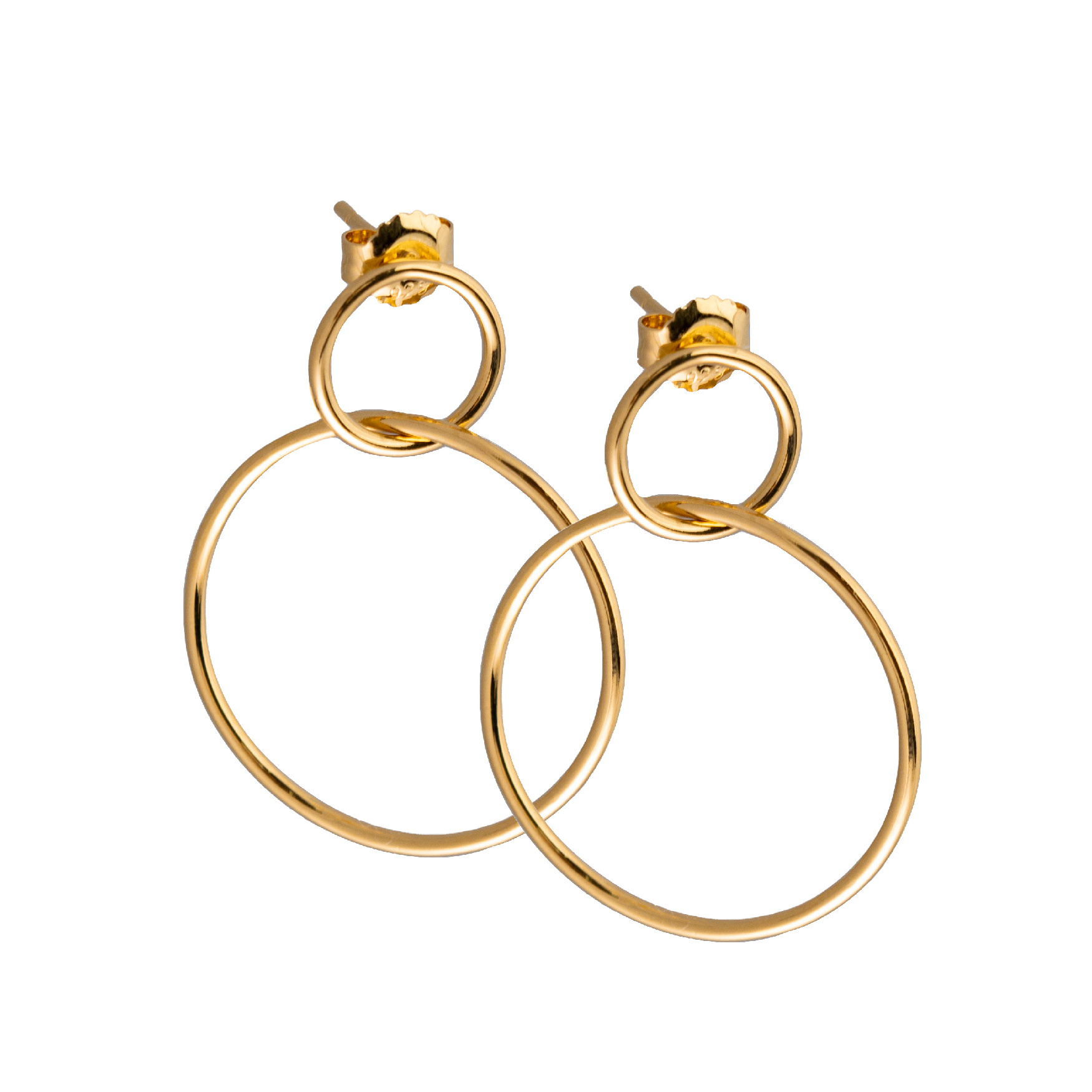 ARETES 2 HOOPS BAÑO ORO
